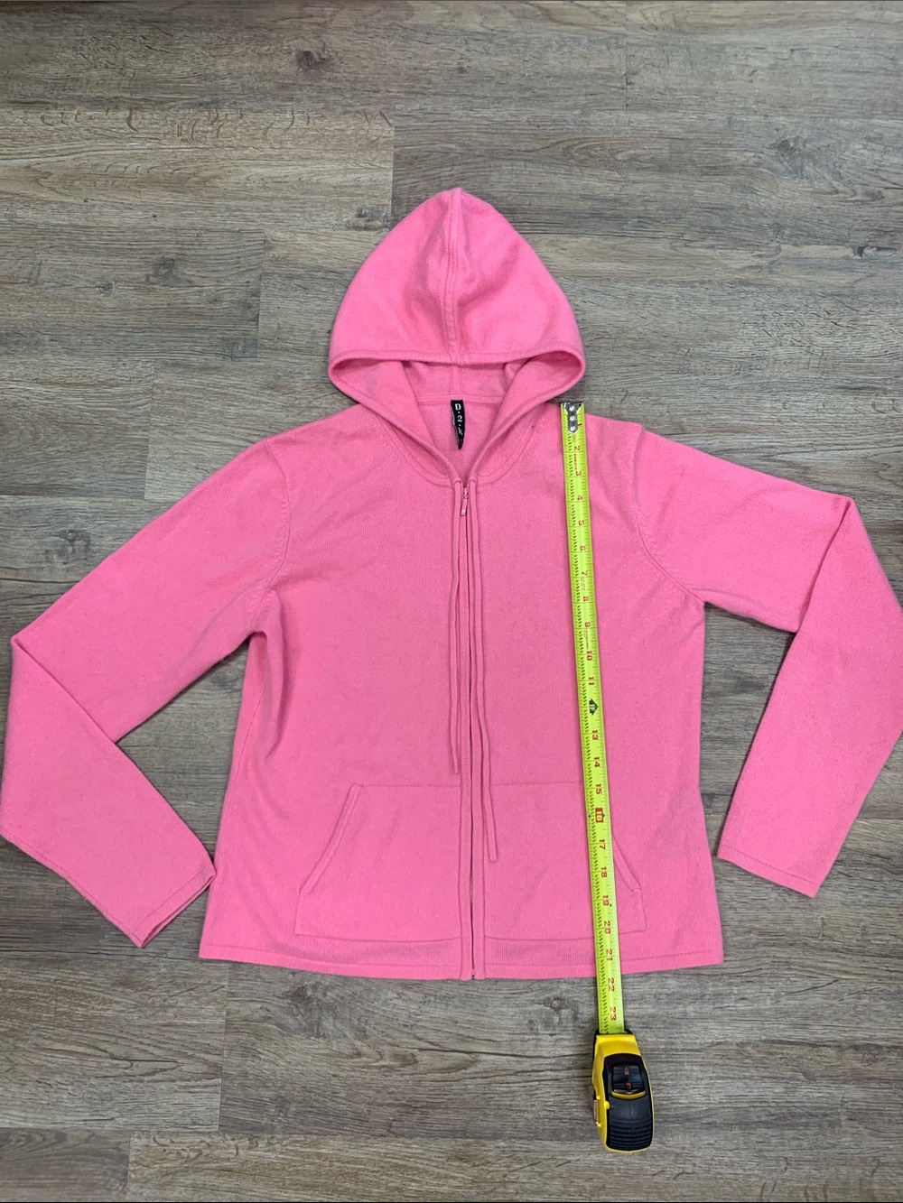 D.2.K Women's Pink Cashmere Hooded Zip-Up Cardigan Sweater Size Large